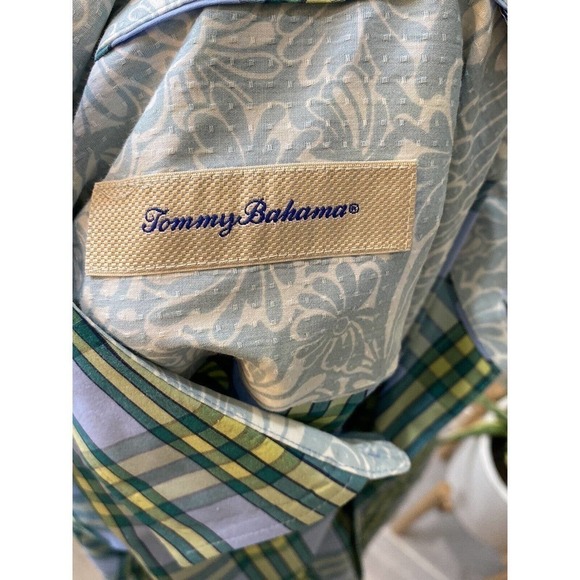 Tommy Bahamas Mens L Cubanita Starlight Green/blue Checkered Button Down Shirt - Picture 10 of 14